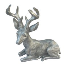 Ciervo Decorativo Resina Plata 29cm Mayorista Deko Hogar