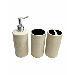 Set X 3 de Baño "Tiza" de Cerámica Color Beige Mayorista | Deko Hogar