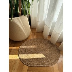 Alfombra Oval Fibras Naturales Beige 80x60 cm Mayorista