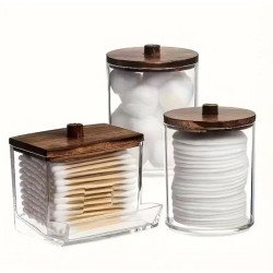 Set x 3 Frascos Acrílico y Madera Mayorista | Deko Hogar